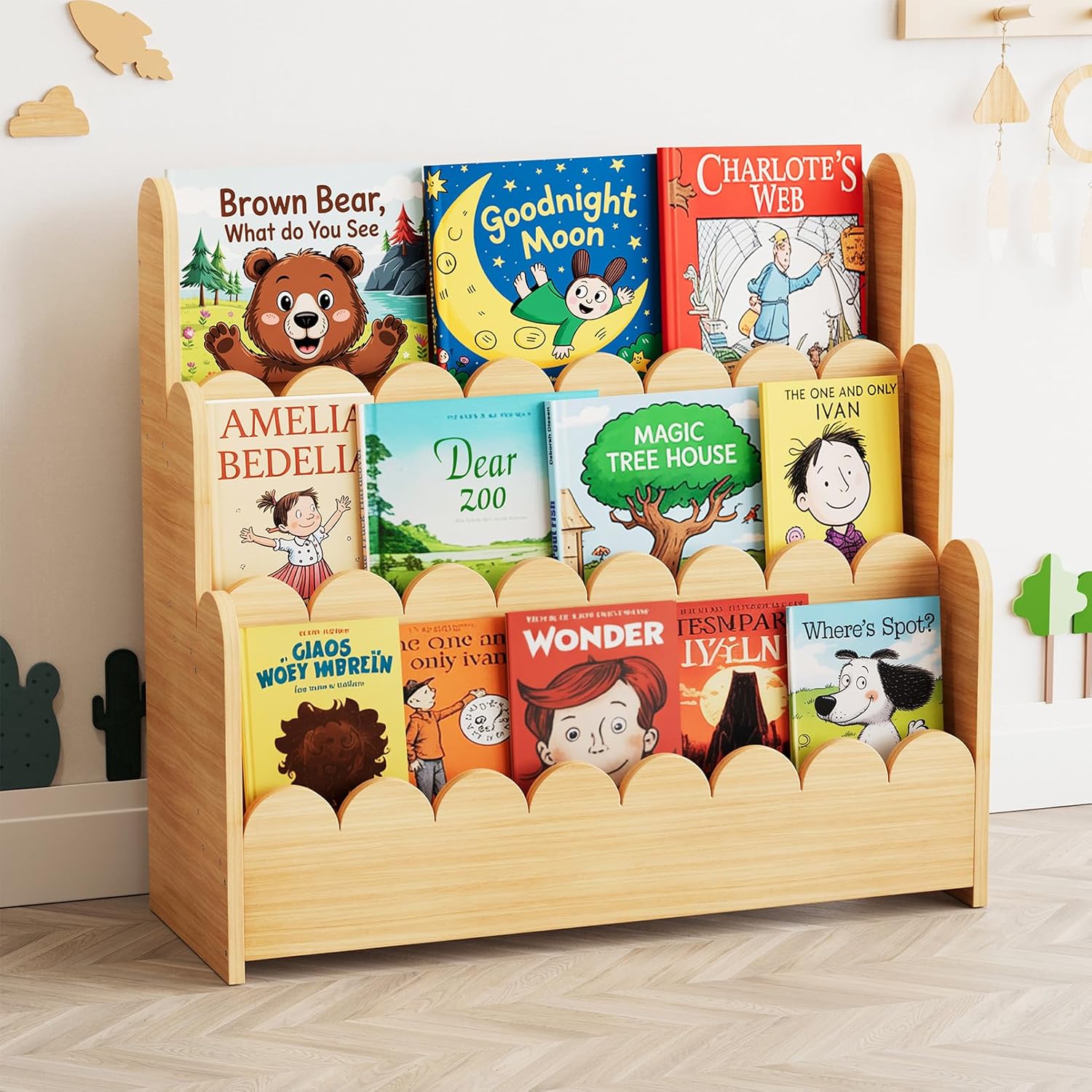 7 Best Books to Prepare Toddlers for a New Baby (2026 Guide) Forward-facing toddler bookshelf displaying sibling books cover-out for independent reading